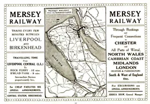 Tunnel Prints: Liverpool and Birkenhead Mersey Railway Map Print 1930
