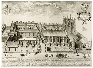 College Prints: Aerial View of Merton College Print 1675