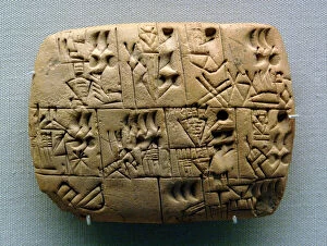 Inscription Collection: Mesopotamia. Clay Tablet. Pictographs drawn. Iraq. Late Preh