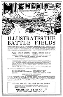 Prints of Advertisement for Michelin travel guides, essential for a visit to First World War battlefields. Date: 1920 Battlefield Prints: Michelin Guide to WW1 Battlefields Print, 1920 Edition