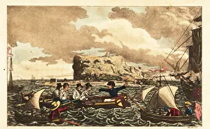 Midshipman Newcome transferred by rowboat to HMS Vanguard Midshipman Newcome transferred by rowboat to HMS Vanguard