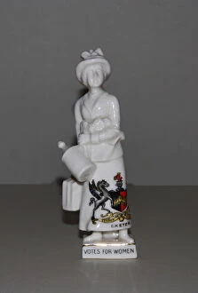 Images Dated 17th October 2013: Militant Suffragette Crested China Figurine