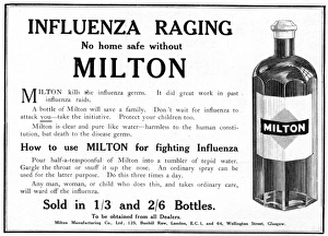 Milton influenza advertisement, 1919 Milton influenza advertisement, 1919