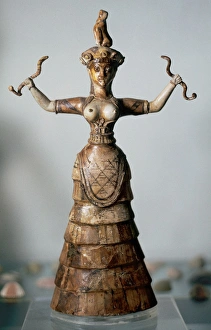 Minoan Art. Crete. The younger snake goddess, from the palac Minoan Art. Crete. The younger snake goddess, from the palac