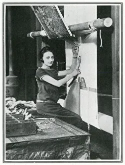 Mlle. Loger, first girl to enter world-famous Gobelin works Mlle. Loger, first girl to enter world-famous Gobelin works