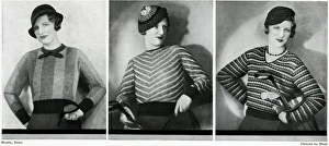 Model wearing fashionable stripes 1933 Model wearing fashionable stripes 1933