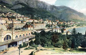 Monte Carlo Gallery: Monte Carlo, Monaco - with the Cafe de Paris in the foreground. Date: 1905