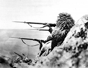 A Montenegrin soldier with a head covering of sheep skin A Montenegrin soldier with a head covering of sheep skin