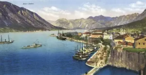 Prints of Montenegro - Kotor (Cattaro) - Panorama Date: 1919 Montenegro Prints: Montenegro - Kotor (Cattaro) Panorama Print 1919