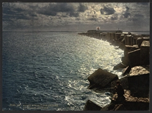 Moonlight view, with lighthouse, Algiers, Algeria Moonlight view, with lighthouse, Algiers, Algeria