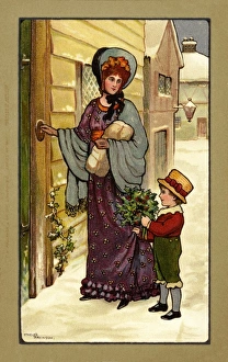 Mother and child bearing Christmas gifts Mother and child bearing Christmas gifts