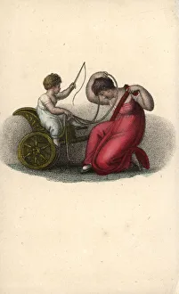 Mother and child playing on a chariot Mother and child playing on a chariot