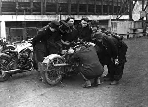Speedway Gallery: Motorcycle dispatch riders, New Cross, WW2