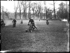 <b class=qtipBold><figcaption>Motorcycle Football</figcaption></b><br>A daily game of motorcycle football being played at Pangbourne, Berkshire<br><em>© Mary Evans Picture Library</em> Motorcycle Football
