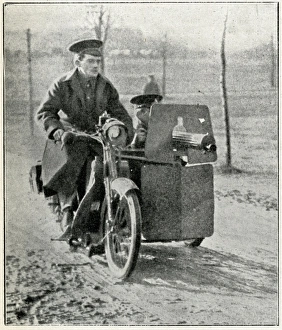 Motorcycle with sidecar and mounted machine-gun 1914 Motorcycle with sidecar and mounted machine-gun 1914