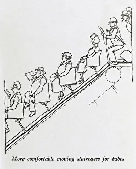 <b class=qtipBold><figcaption>Moving staircase / W H Robinson</figcaption></b><br>A more comfortable moving staircase for tubes. Please note: Credit must appear as (c) Courtesy of the estate of Mrs J.C.Robinson/Pollinger Ltd/Mary Evans Picture Library<br><em>© Mary Evans Picture Library 2015 - https://copyrighthub.org/s0/hub1/creation/maryevans/MaryEvansPictureID/10412499</em> Moving staircase / W H Robinson