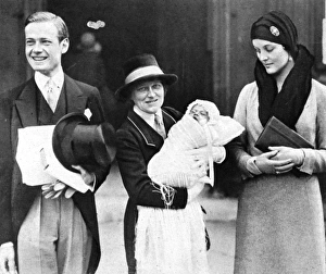 Mr & Mrs Bryan Guinness at christening of their son, Jonatha