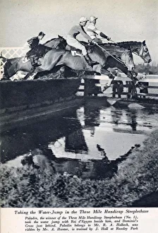 Mr. R. Holbech's Paladin shown taking the water jump in the Three Mile Steeplechase at Mr. R. Holbech's Paladin shown taking the water jump in the Three Mile Steeplechase at