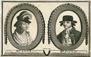 <b class=qtipBold><figcaption>Mrs. Sage and Mr. Biggin</figcaption></b><br>Mrs. Sage and Mr. Biggin, late 18th century Aviators (ballon ascents). Date: circa 1785<br><em>© The Royal Aeronautical Society (National Aerospace Library)/Mary Evans Picture Library</em> Mrs. Sage and Mr. Biggin