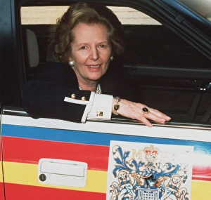 Mrs Thatcher in a Metropolitan Police car Mrs Thatcher in a Metropolitan Police car