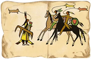 Multi-part story in the Native American Pictograph Tradition Multi-part story in the Native American Pictograph Tradition