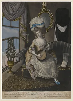 <b class=qtipBold><figcaption>The Musical Charmer</figcaption></b><br>The Musical Charmer, a woman seated in a domestic interior playing a stringed instrument, mezzotint print on laid paper hand-coloured with watercolour and gouache, by R. Sayer and J. Bennett in London, 1780. Date: 1780<br><em>© The Geffrye Museum of the Home / Mary Evans Picture Library</em> The Musical Charmer