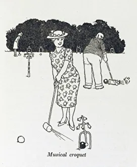 <b class=qtipBold><figcaption>Musical Croquet / W H Robinson</figcaption></b><br>Charming additions to the game of Croquet - bells on the hoops and musical horns on the mallets. Please note: Credit must appear as (c) Courtesy of the estate of Mrs J.C.Robinson/Pollinger Ltd/Mary Evans Picture Library<br><em>© Mary Evans Picture Library 2015 - https://copyrighthub.org/s0/hub1/creation/maryevans/MaryEvansPictureID/10412505</em> Musical Croquet / W H Robinson