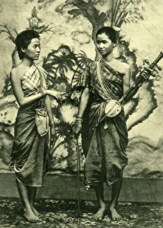 Two musician dancers of Cambodia, South East Asia Two musician dancers of Cambodia, South East Asia