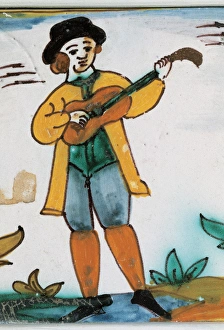Musician. Tile. 18th century. Ceramic Musician. Tile. 18th century. Ceramic