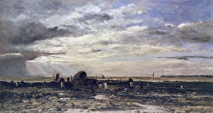<b class=qtipBold><figcaption>Mussel Collectors by Karl Daubigny</figcaption></b><br>Mussel Collectors by Karl Daubigny (1846-1886). Date: 1867<br><em>© Mary Evans Picture Library</em> Mussel Collectors by Karl Daubigny