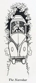 <b class=qtipBold><figcaption>The 'Narrokar' / W H Robinson</figcaption></b><br>Many English lanes were designed only to accommodate the solitary horseman and most large modern cars are liable to get stuck in them (very humiliating for the driver) The 'Narrokar' is ideal for such adventurous excursions, being narrow of width. Please note: Credit must appear as (c) Courtesy of the estate of Mrs J.C.Robinson/Pollinger Ltd/Mary Evans Picture Library<br><em>© Mary Evans Picture Library 2015 - https://copyrighthub.org/s0/hub1/creation/maryevans/MaryEvansPictureID/10411908</em> The 'Narrokar' / W H Robinson