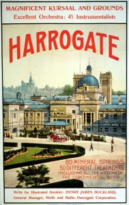 Prints of Harrogate spa, Yorkshire, travel poster, 1909 Date: 1909 Yorkshire Prints: Harrogate Spa Print, 1909 Travel Poster