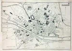 Prints of Map of the city of Florence, Italy and the River Arno Date: 19th century Tuscany Prints: 19th Century Map of Florence Print, Italy and the River Arno