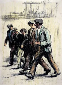 Shipyard Workers Crossing Queens Bridge Print