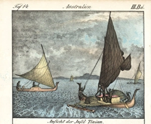 Natives fishing in outriggers off Tinian Island, Marianas Natives fishing in outriggers off Tinian Island, Marianas