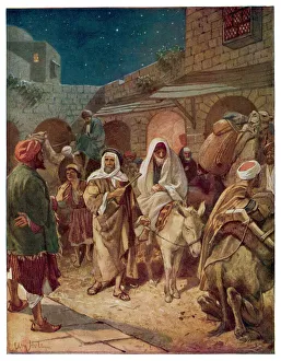 <b class=qtipBold><figcaption>Nativity - Seeking Room</figcaption></b><br>Joseph and Mary look for somewhere to stay in Bethlehem, and find that all the hotels are full<br><em>© Mary Evans Picture Library</em> Nativity - Seeking Room