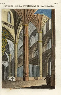 Nave with columns and capitals in the Cathedral of Salamanca Nave with columns and capitals in the Cathedral of Salamanca
