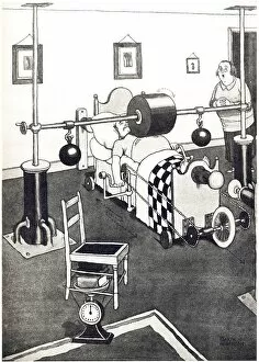 Heath Robinson Humour Gallery: New Banting Bed for Reducing the Figure