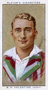 B H Valentine Print, Kent County Cricketer, 1934