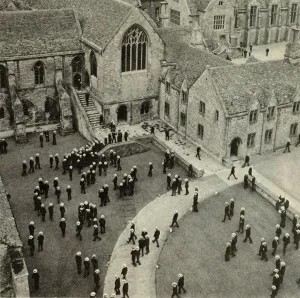 Prints of A Birds Eye View of Sherborne School, Dorset - during the filming of Goodbye, Mr Chips. Date: 1969 Aerial View Prints: A Birds Eye View of Sherborne School, Dorset - 1969 Print
