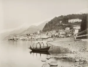 Vintage 19th Century Print of Lake Como at Bellagio, Italy