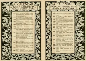 Calendar of Womens Achievements in the Reign of Queen Victoria Print 1897