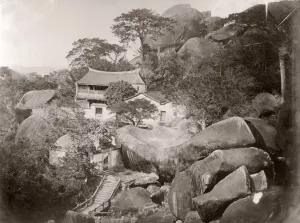 Chinese Prints: White Stag Temple Print, Amoy Xiamen China c. 1880s