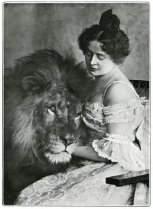 Madame Claire Heliot with Lion, 1904 Print