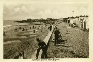 Prints of Felpham Beach, near Bognor Regis, West Sussex. Date: early 20th century Sussex Prints: Early 20th Century Felpham Beach Print, West Sussex