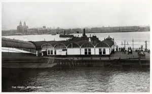 River Mersey Prints: 1924 Print of Birkenhead Ferry Terminal, Merseyside