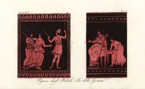 Historical Fashion Illustration Prints: Figures of Greek kings from ancient vases