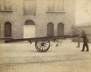 A Firefighter with Merryweather Wheeled Ladder Print circa 1890s