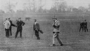 James Braid Golfer Prints: Golfer James Braid Approaching Fifteenth Green