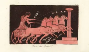 Historical Fashion Illustration Prints: Greek chariot race
